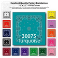 22"x22" Stock Paisley Turquoise Blue Imported 100% Cotton Bandanna